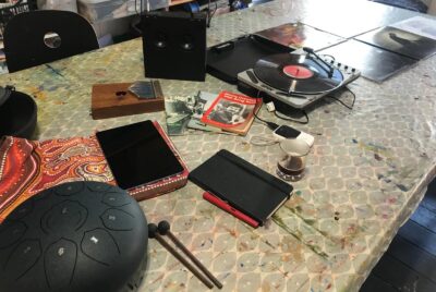 musical instruments o a table during activities for carers